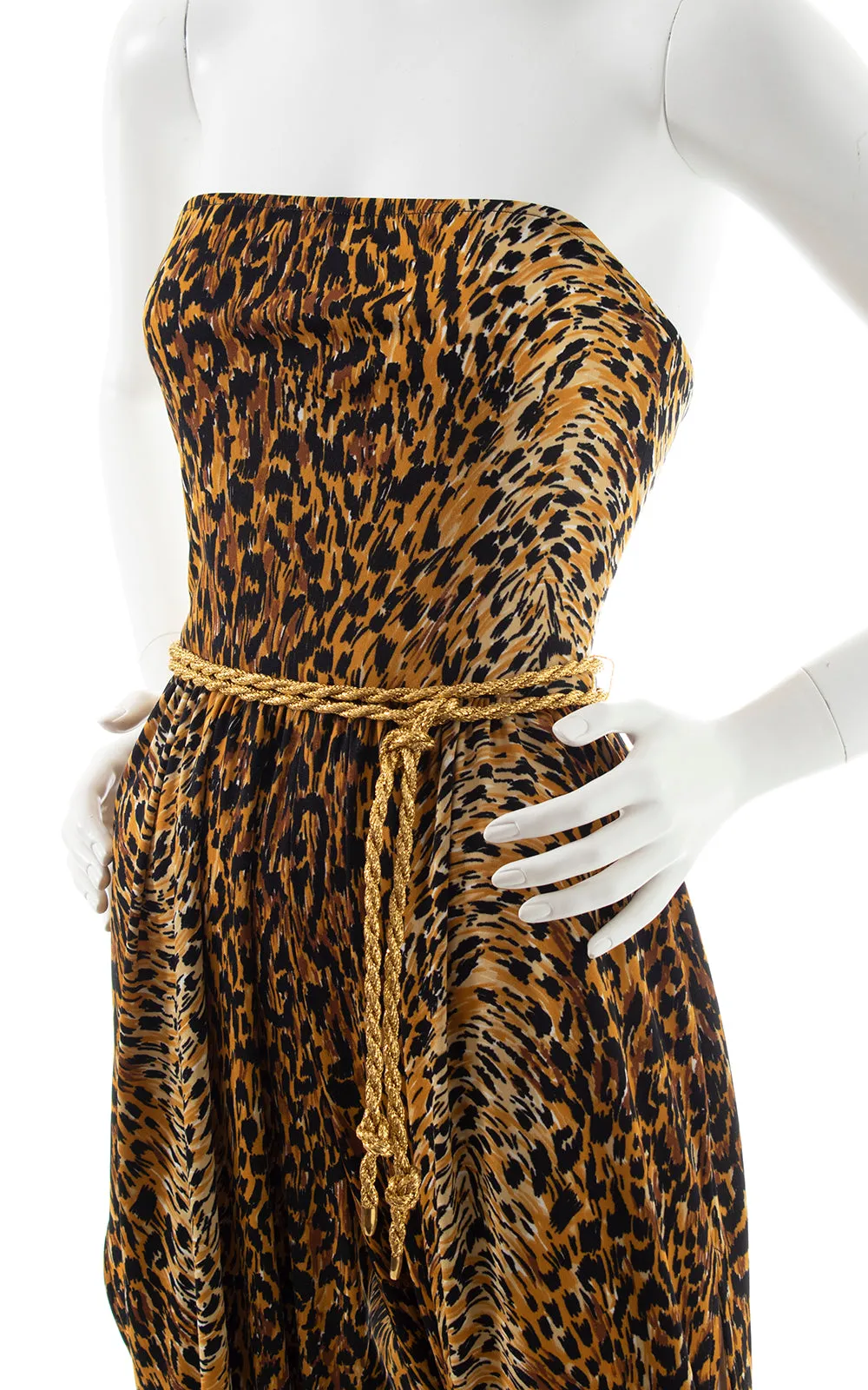 1970s Leopard Print Slit Leg Jumpsuit | x-small/small