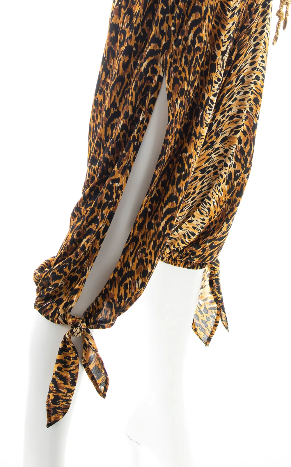 1970s Leopard Print Slit Leg Jumpsuit | x-small/small
