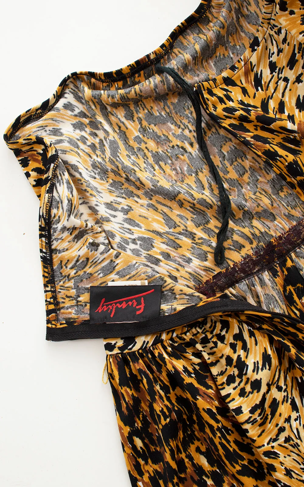 1970s Leopard Print Slit Leg Jumpsuit | x-small/small