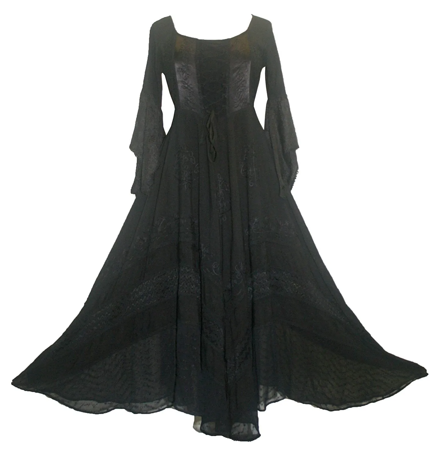 405 DR Rich Medieval Embroidered Handkerchief Flared Corset Dress Gown
