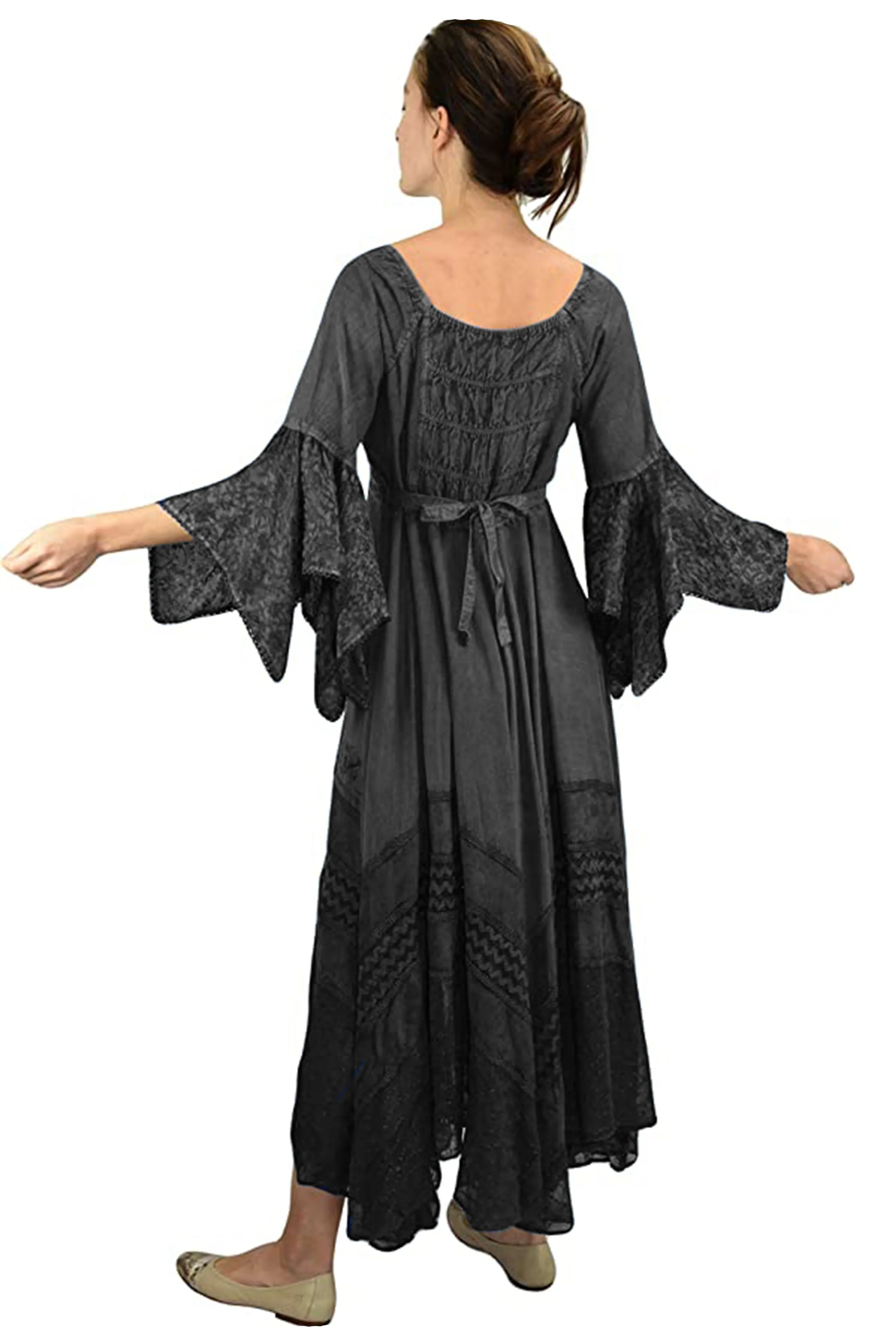 405 DR Rich Medieval Embroidered Handkerchief Flared Corset Dress Gown