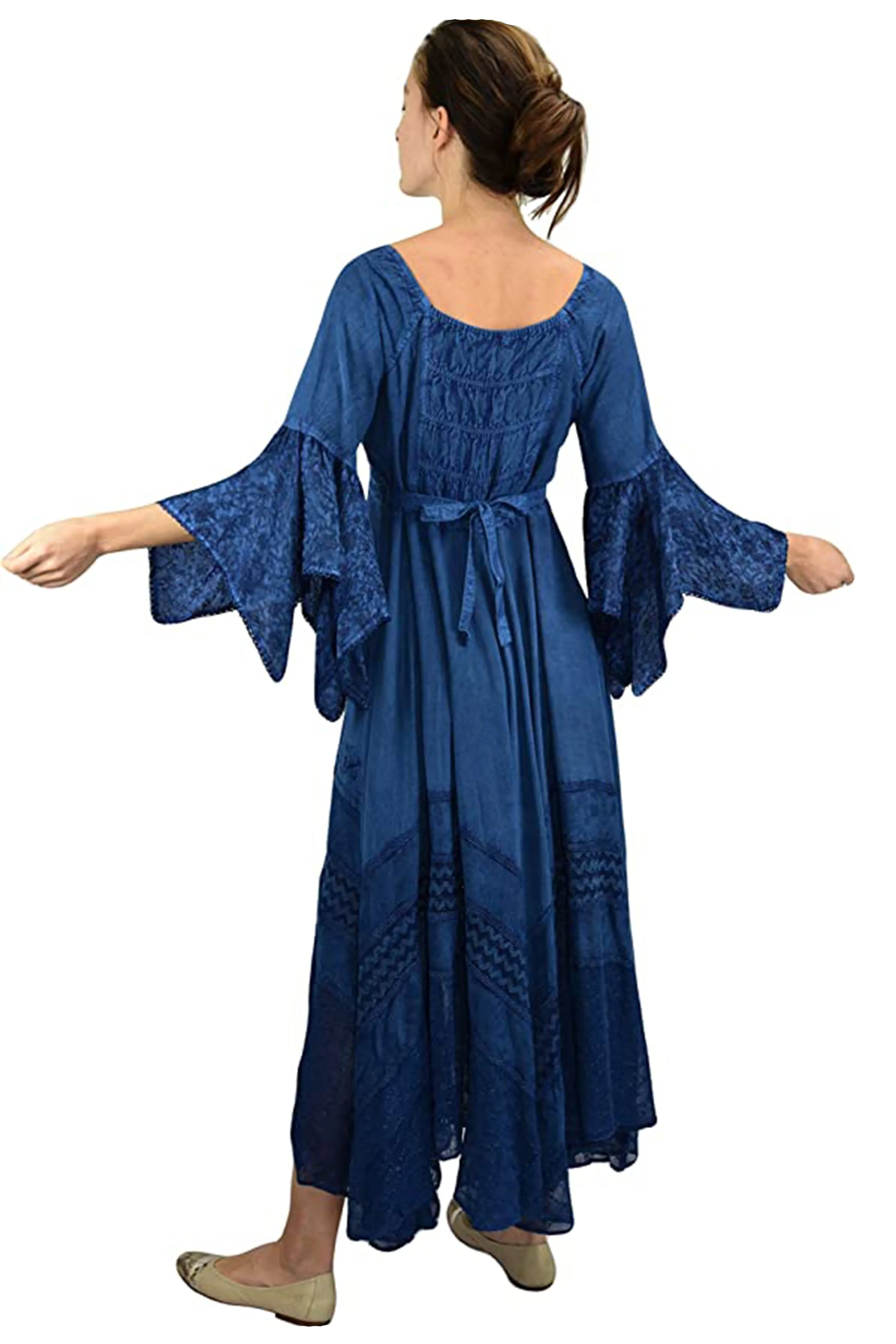 405 DR Rich Medieval Embroidered Handkerchief Flared Corset Dress Gown