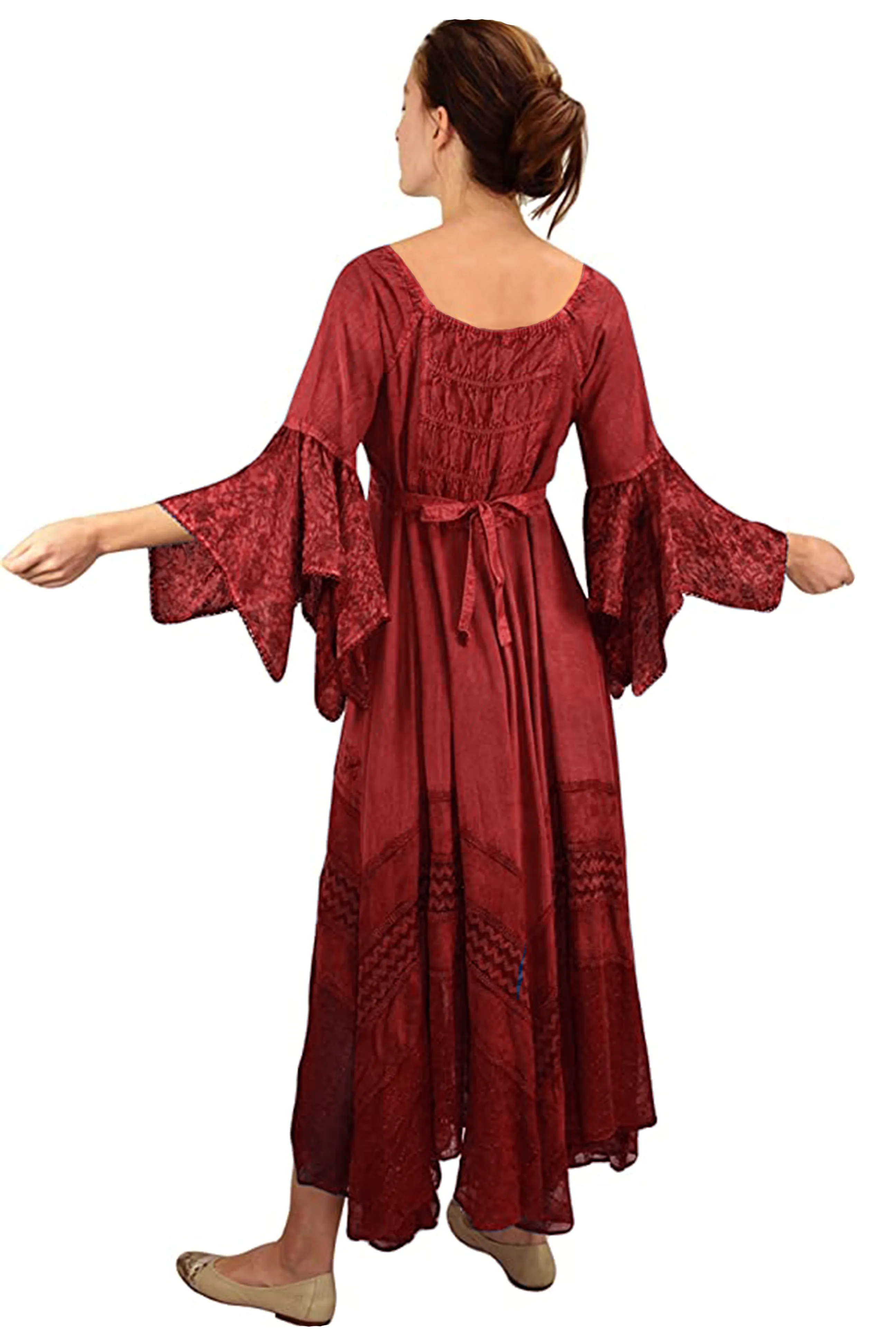 405 DR Rich Medieval Embroidered Handkerchief Flared Corset Dress Gown