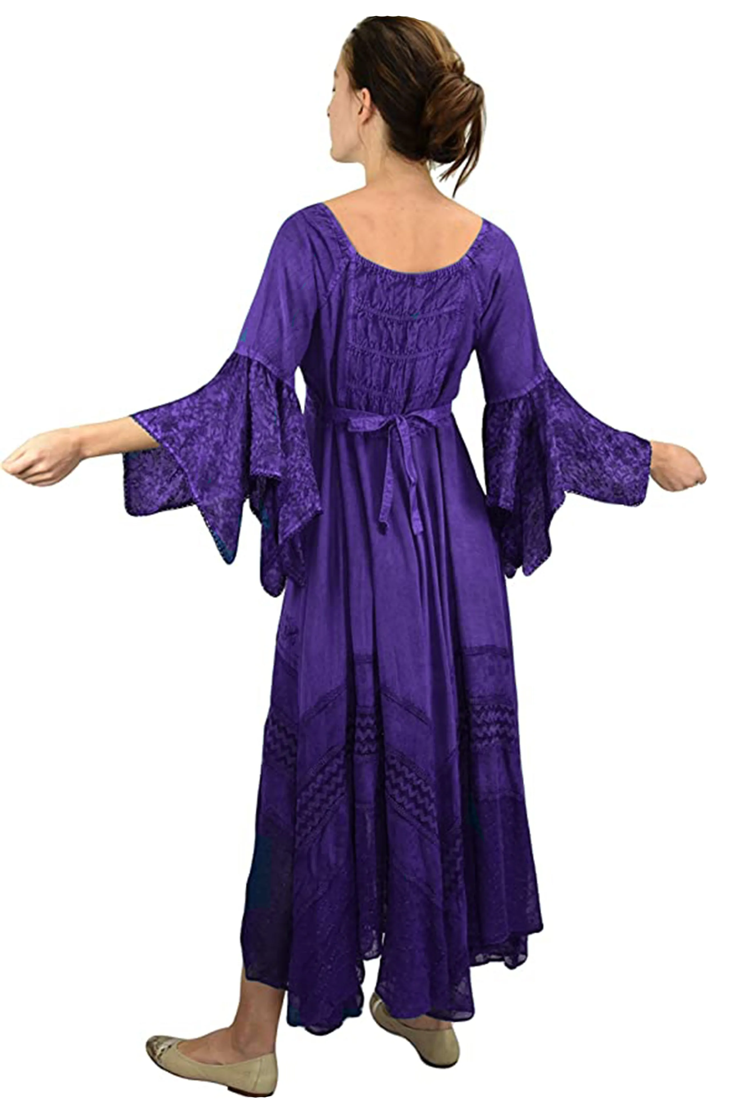 405 DR Rich Medieval Embroidered Handkerchief Flared Corset Dress Gown