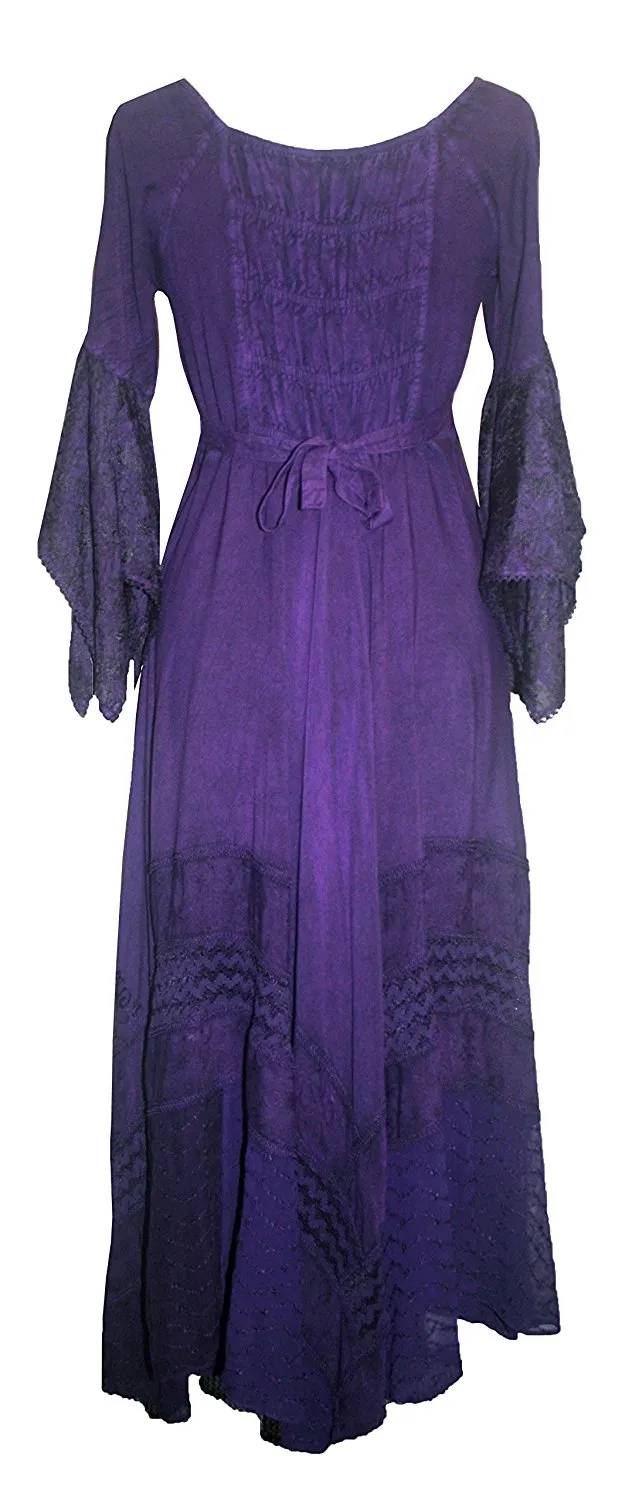 405 DR Rich Medieval Embroidered Handkerchief Flared Corset Dress Gown