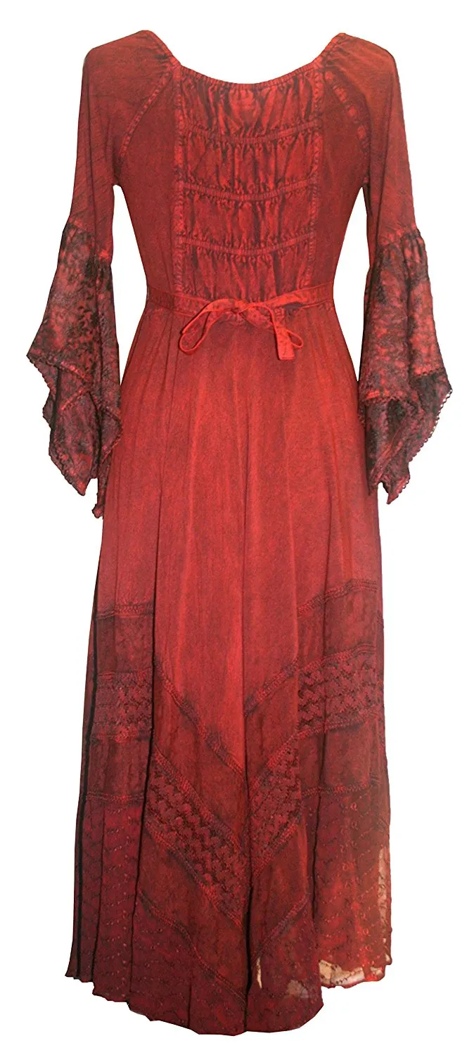 405 DR Rich Medieval Embroidered Handkerchief Flared Corset Dress Gown