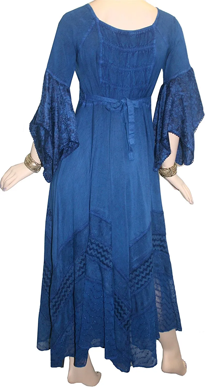 405 DR Rich Medieval Embroidered Handkerchief Flared Corset Dress Gown