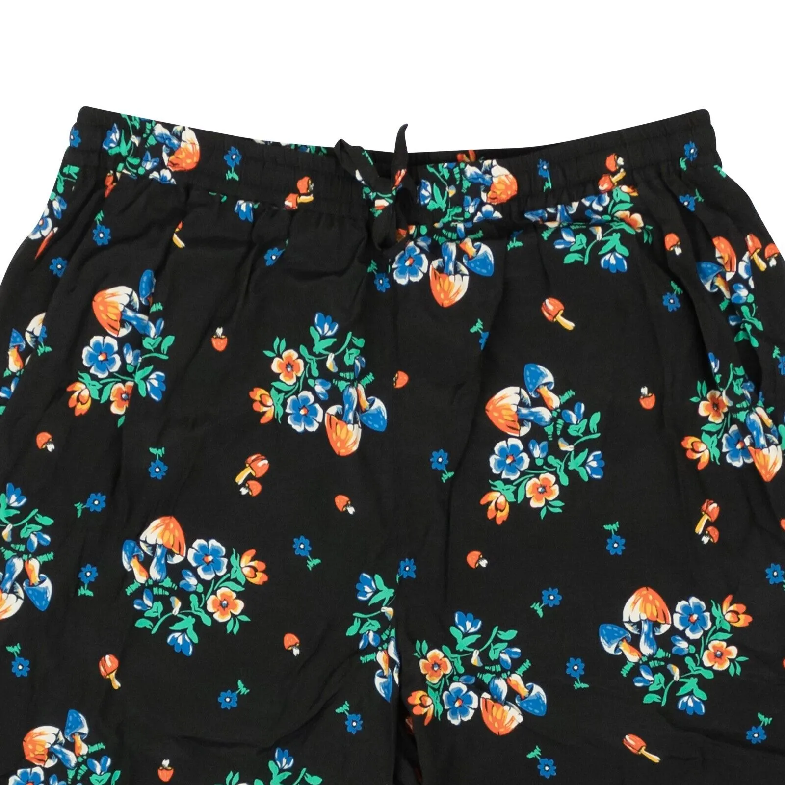 Black Rayon Multicolored Design Shorts