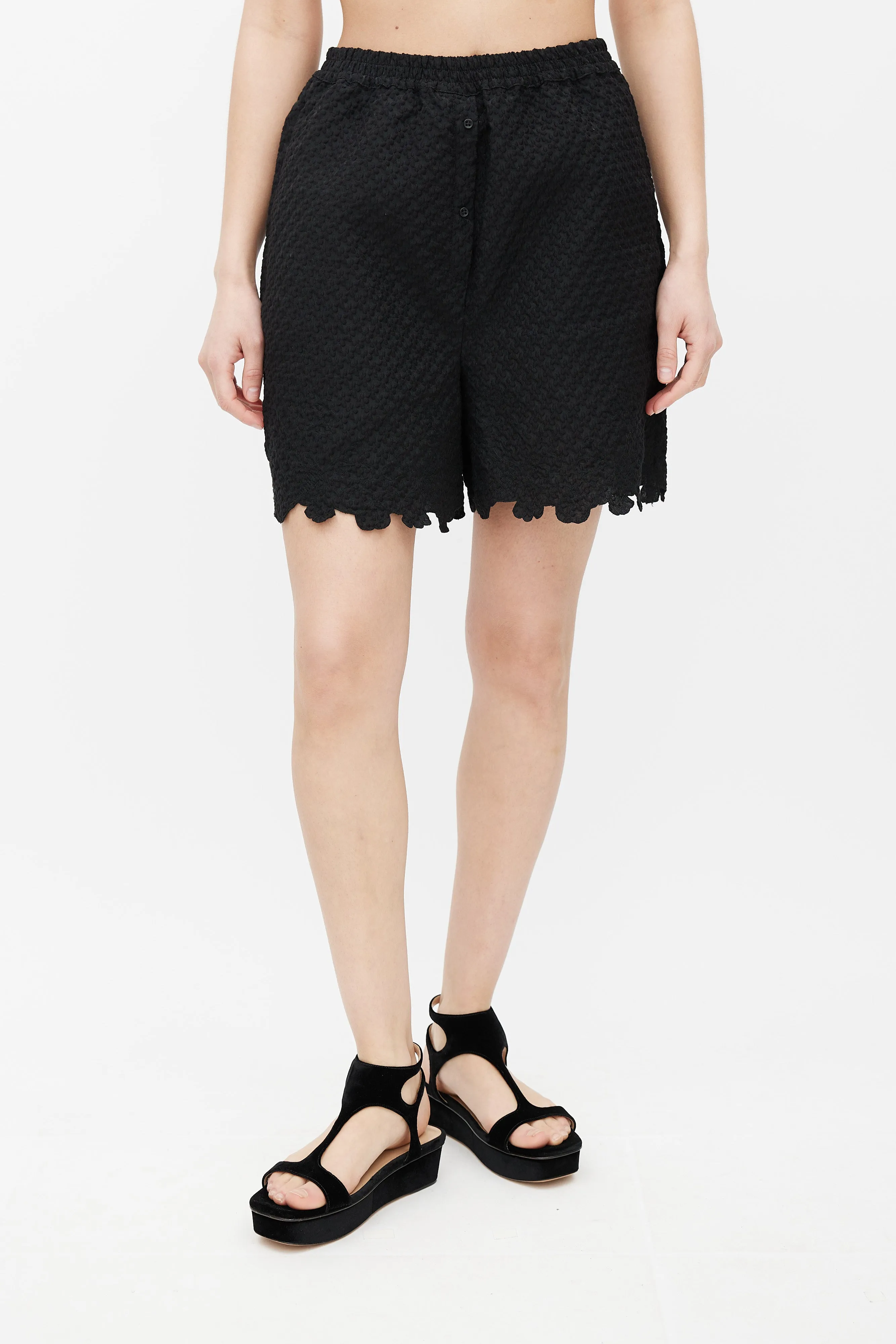 Black Scallloped Kim Shorts