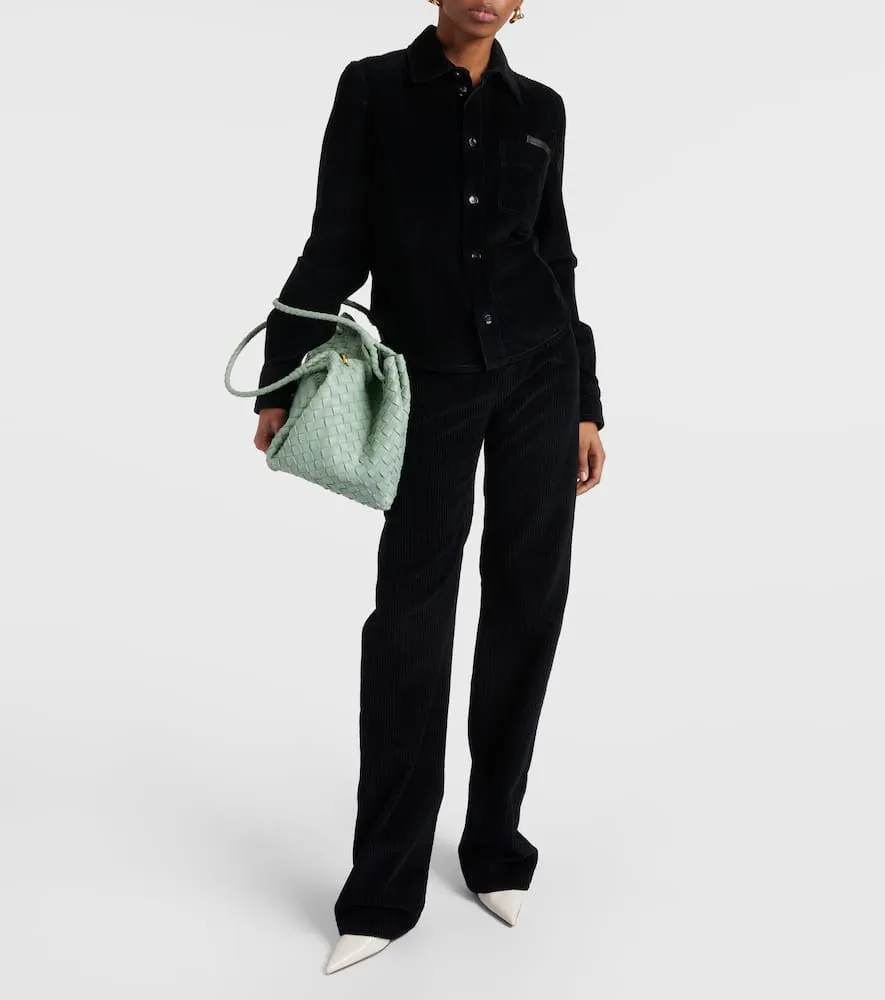 Bottega Veneta Leather-trimmed cotton corduroy shirt