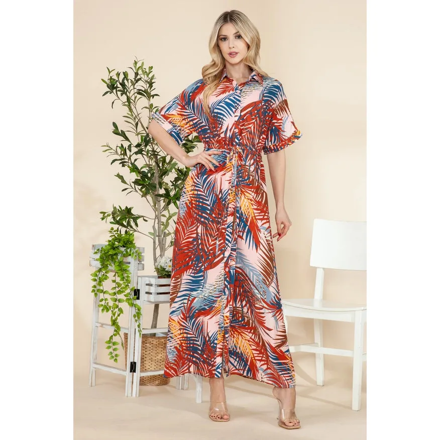 Button Down Maxi Dress Pink