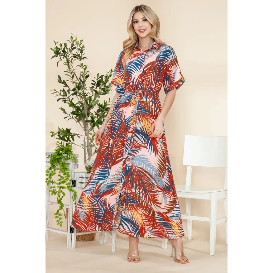 Button Down Maxi Dress Pink