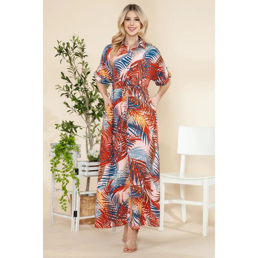 Button Down Maxi Dress Pink