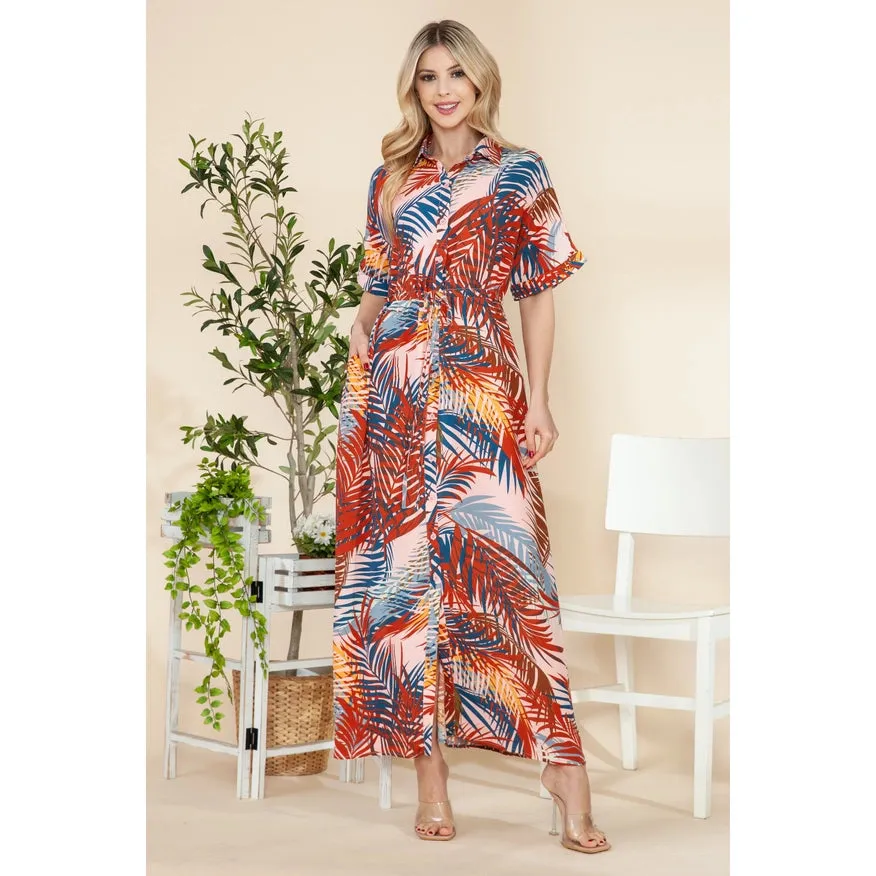 Button Down Maxi Dress Pink