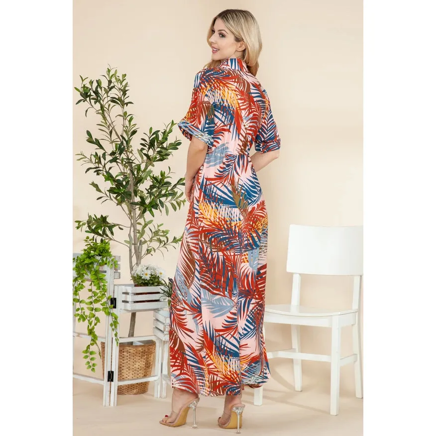 Button Down Maxi Dress Pink