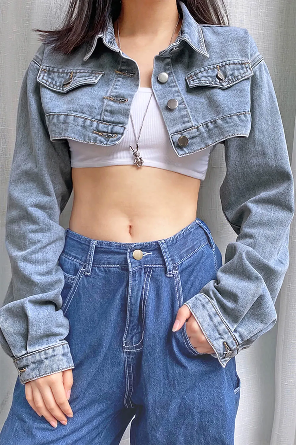 Chest Short Y2K Denim Jacket
