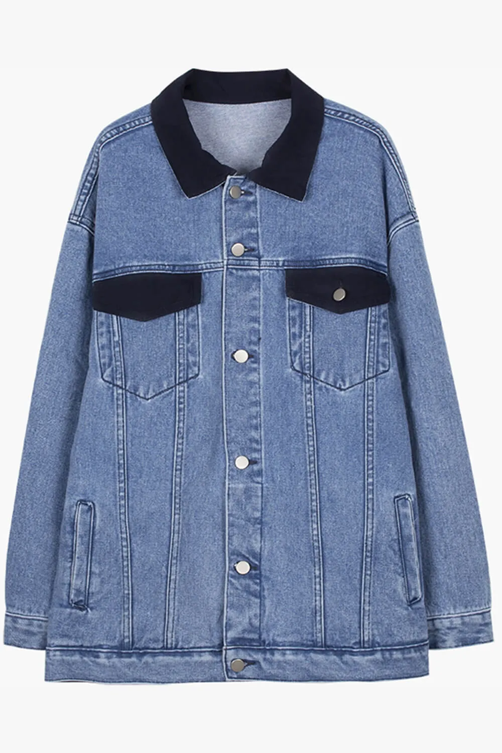 Contrast Black Pockets Artsy Denim Jacket