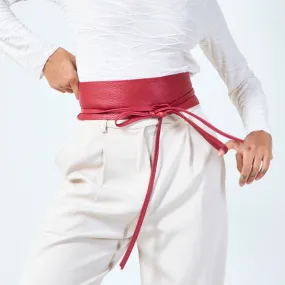 Faux leather obi belt with wrap tie wholesale