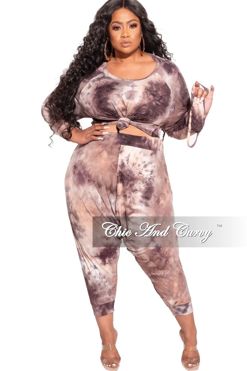 Final Sale Plus Size 2-Piece Harem Pants Set in Purple Tie Dye