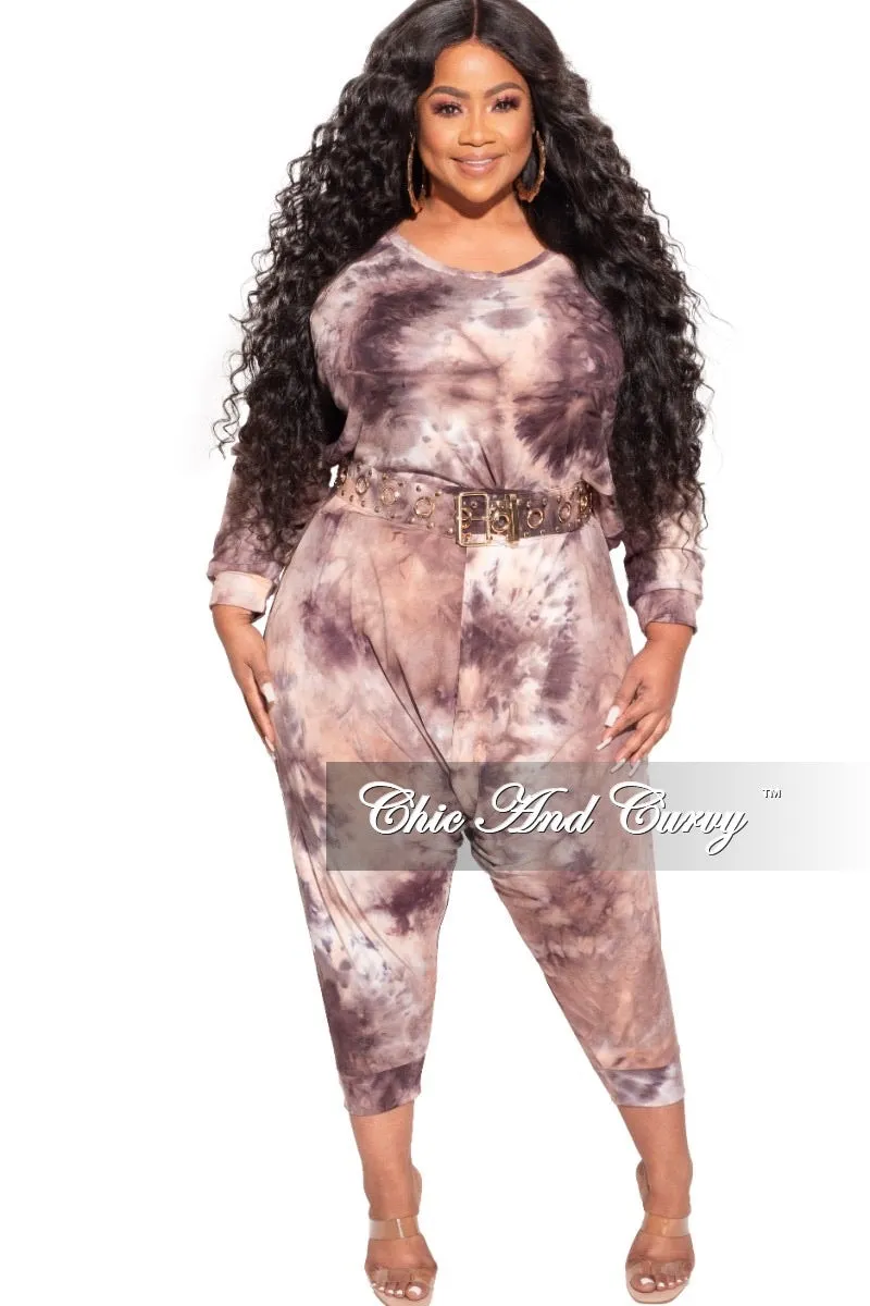 Final Sale Plus Size 2-Piece Harem Pants Set in Purple Tie Dye