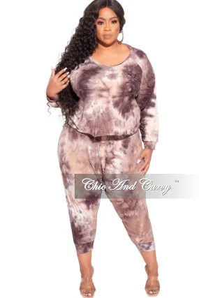 Final Sale Plus Size 2-Piece Harem Pants Set in Purple Tie Dye