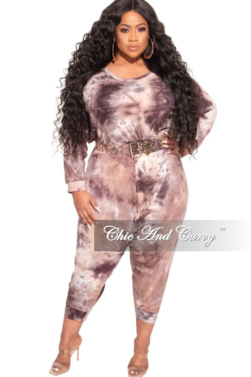 Final Sale Plus Size 2-Piece Harem Pants Set in Purple Tie Dye