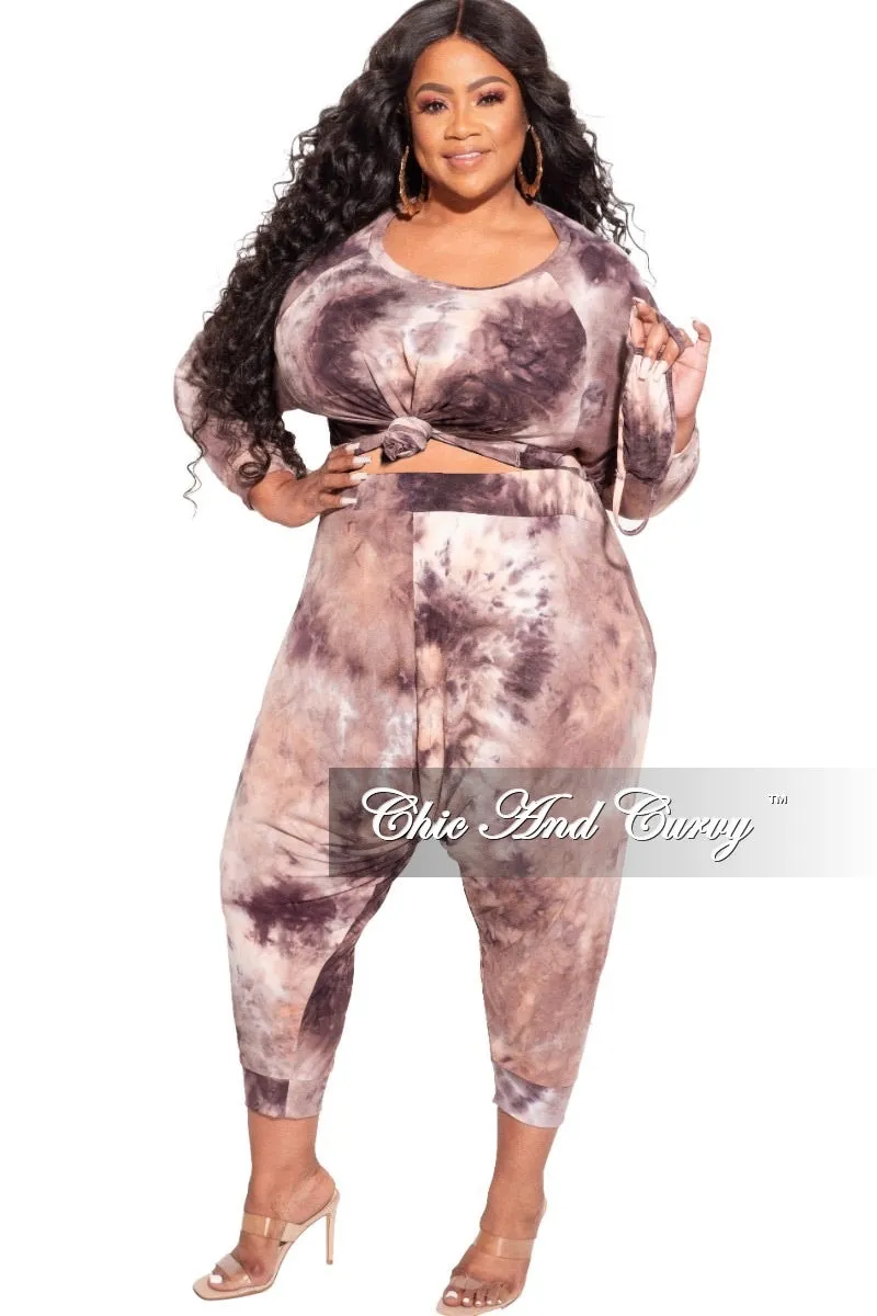 Final Sale Plus Size 2-Piece Harem Pants Set in Purple Tie Dye