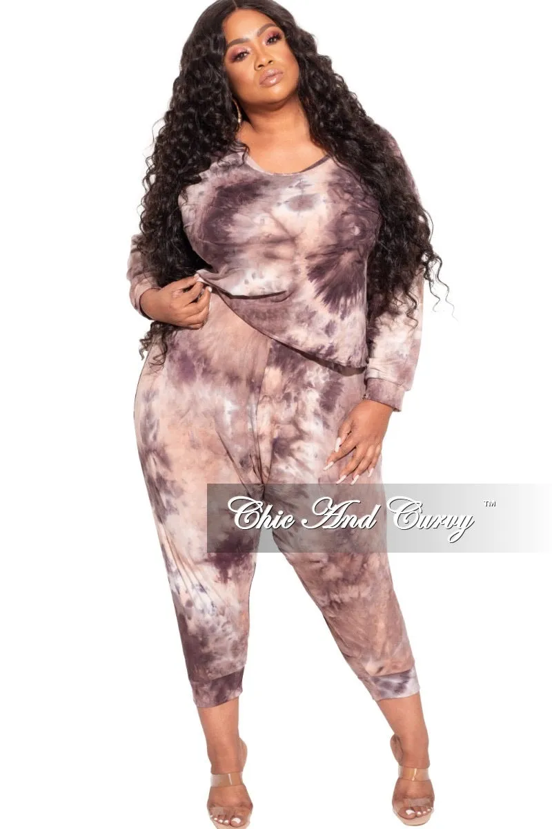 Final Sale Plus Size 2-Piece Harem Pants Set in Purple Tie Dye