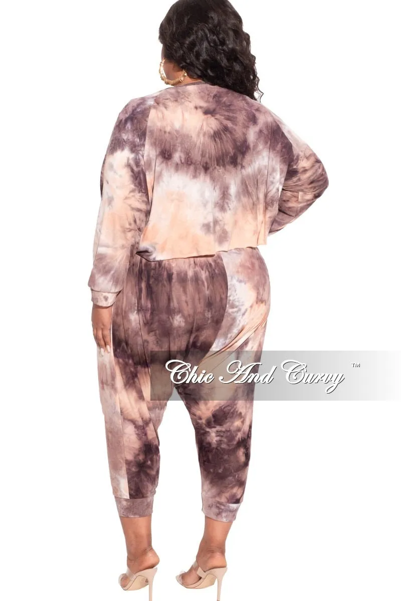 Final Sale Plus Size 2-Piece Harem Pants Set in Purple Tie Dye