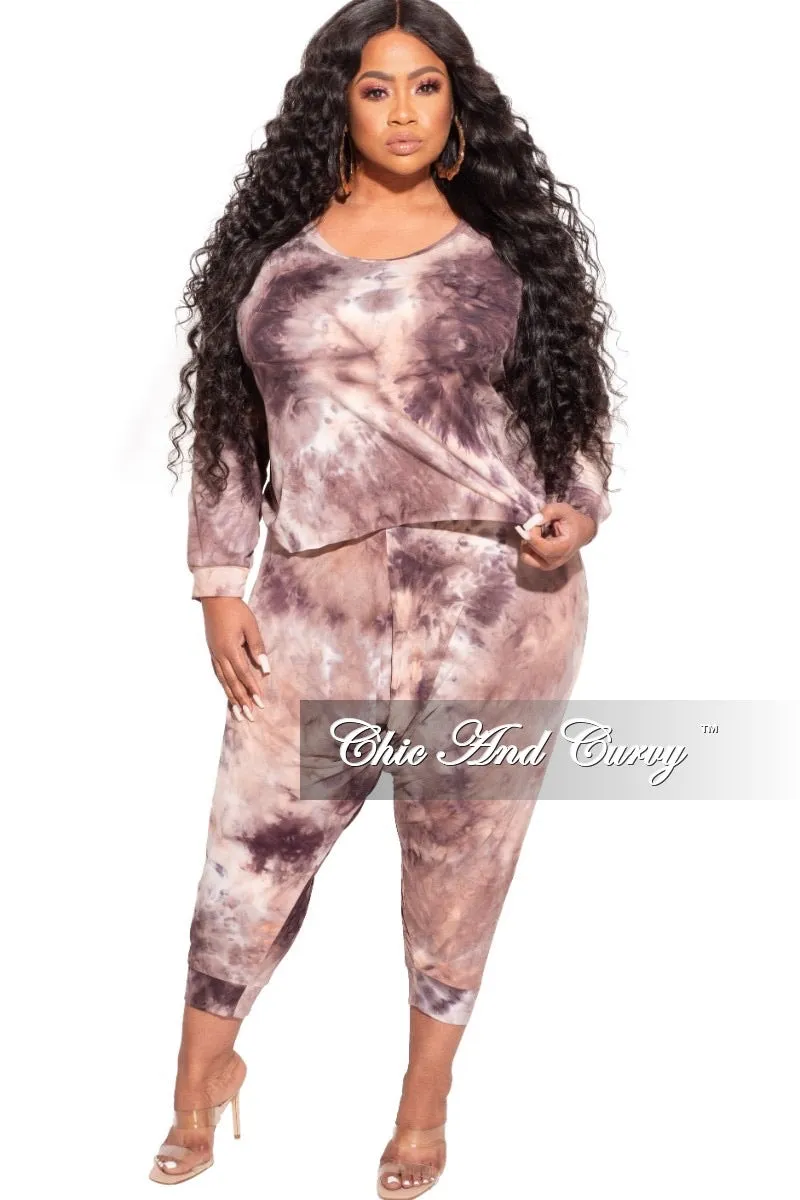 Final Sale Plus Size 2-Piece Harem Pants Set in Purple Tie Dye