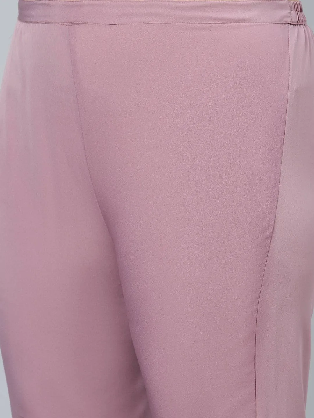 Purple Crepe Foil Print Kurta Palazzo Set