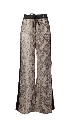 Roberto Cavalli  Phyton Printed Chiffon Palazzo Pants-