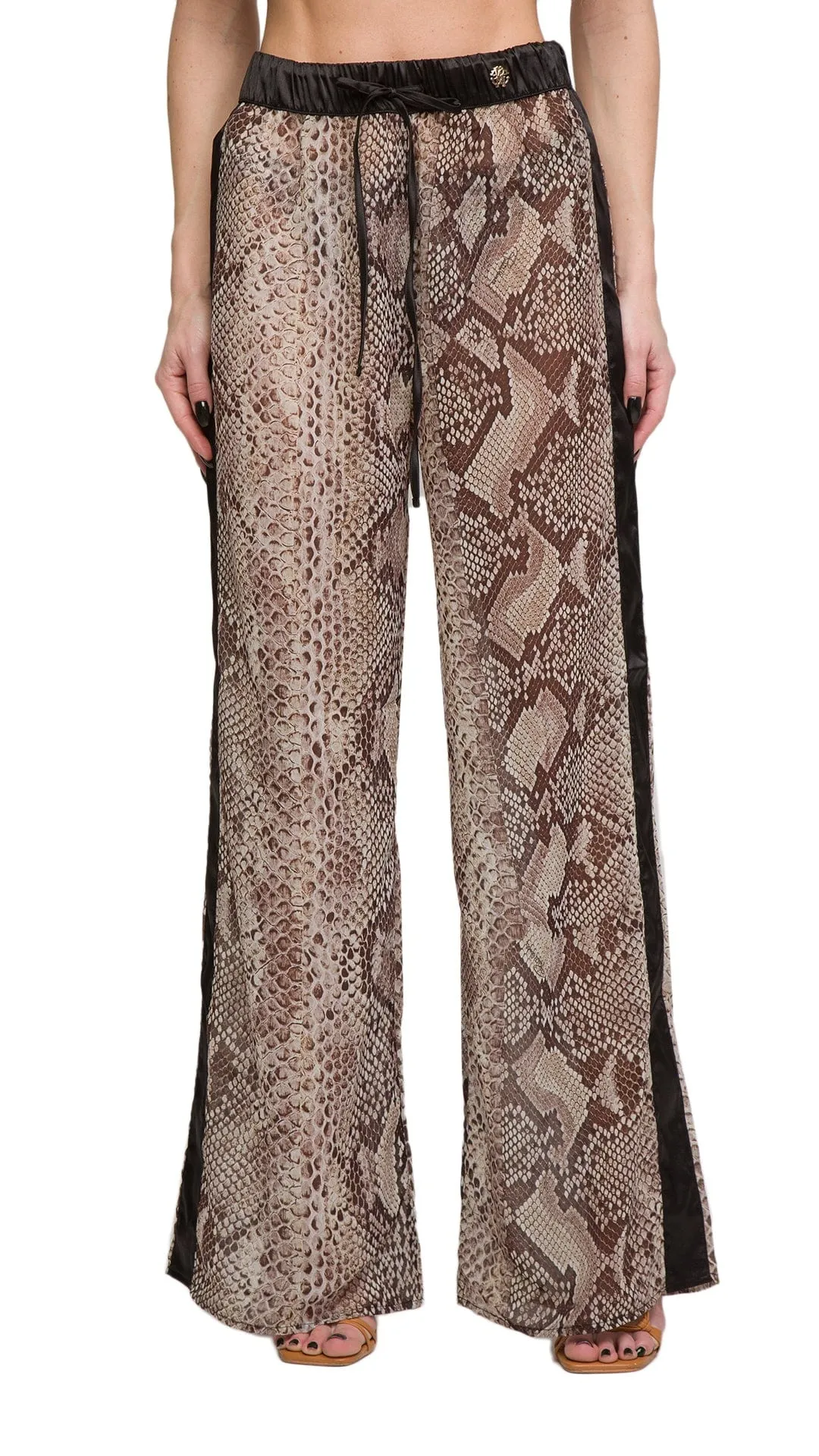 Roberto Cavalli  Phyton Printed Chiffon Palazzo Pants-