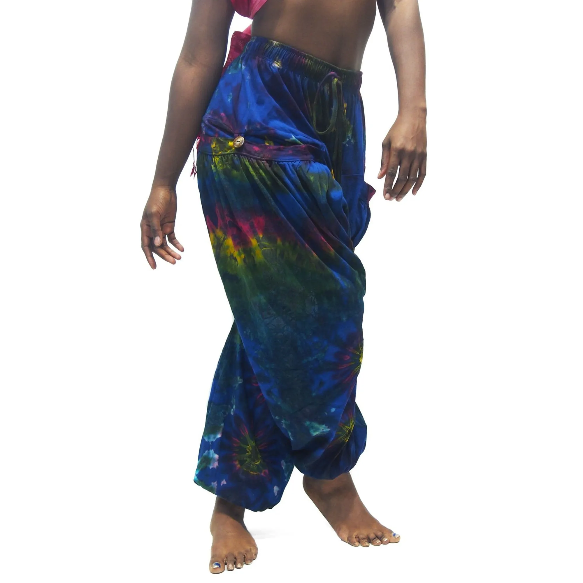 Tie Dye Harem Pant Royal Blue With Thai 100% Silk Shawl 10 EACH PIECE SOLD SEPARATELY