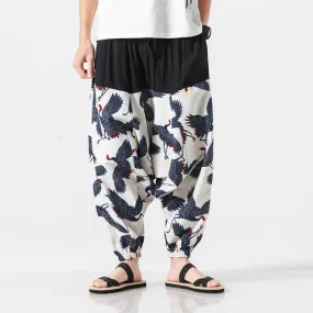 WLS Nettai Harem Pants White Crane