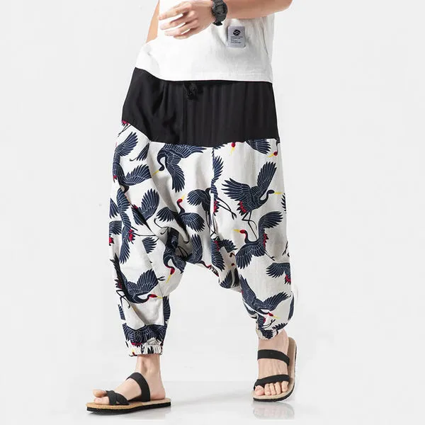 WLS Nettai Harem Pants White Crane