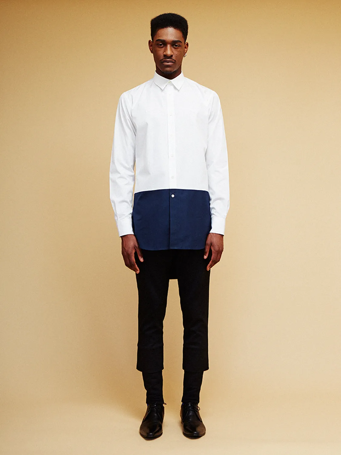 Wool Layered Trousers with Jersey Hem - Black